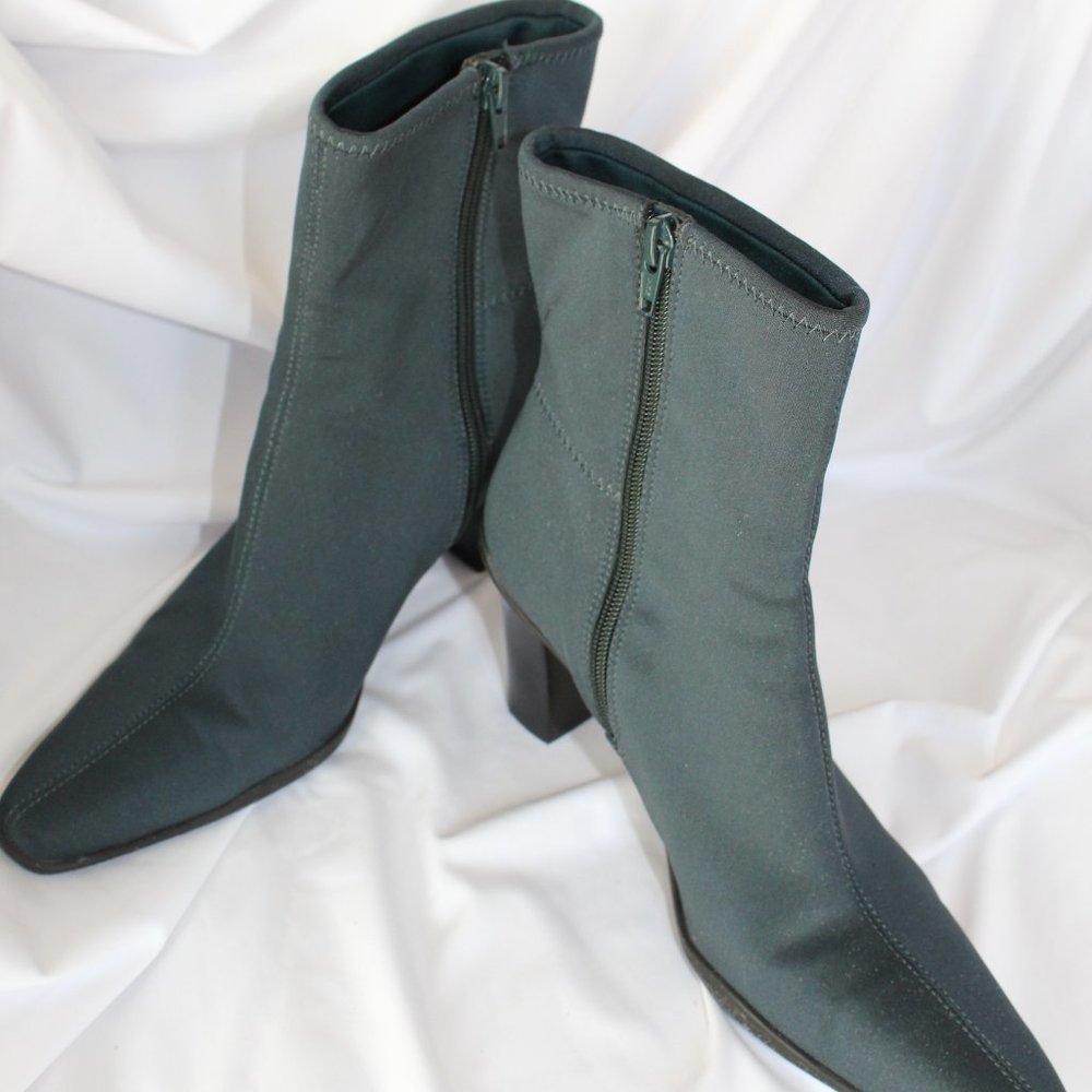 APOSTROPHE (Naomi) Neoprene Fabric Heeled Ankle Boots - TEAL